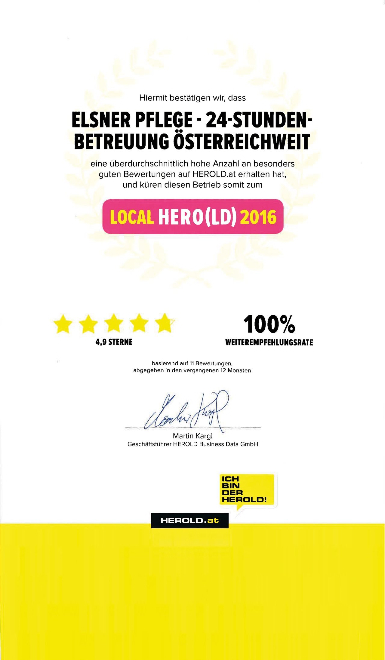 Local Hero Auszeichnung